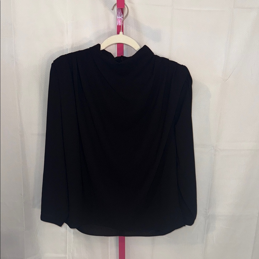 Zara Mock Neck Black Blouse Medium